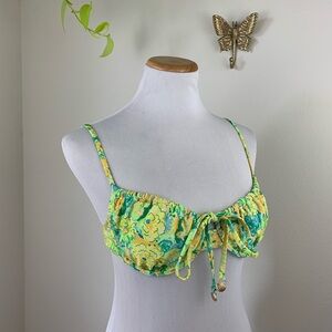 Kulani Kinis Green and Yellow Floral underwire Bikini Top